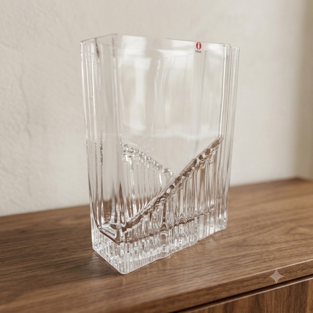 Iittala Sointu‎ 2781 Tapio Wirkkala Signed TW Clear Glass Vase Finland